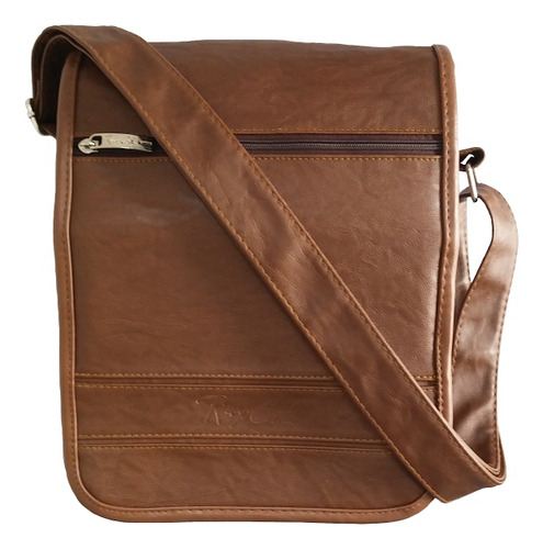 Morral Renzo Camel, Portatablet 12pg (28x22x5), Cuero Liso