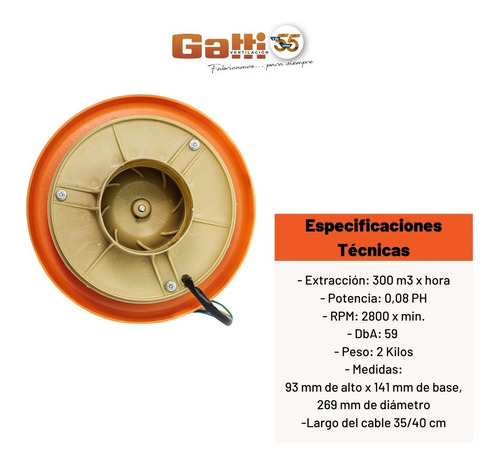 Imagen 6 de 9 de Extractor De Aire Satelital 10 Cm Para Baño/cocina Gatti Ven