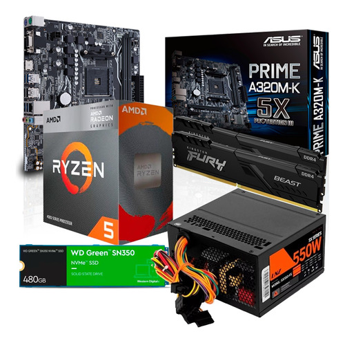 Combo Actualizacion Ryzen 5 4600g 16gb Ram 480gb Ssd Fuente