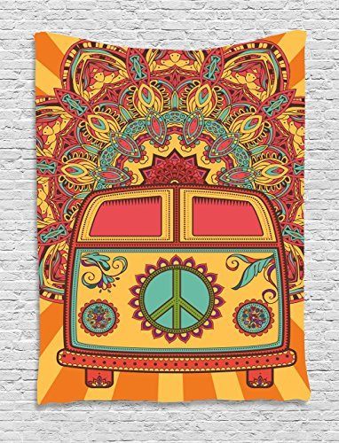 Mbesonne Tapiz Fiesta Año 70 Hippie Vintage Minivan Telon 40