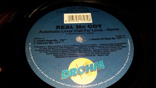 Real Mccoy Automatic Lover (call For Love) Vinilo Maxi Italy