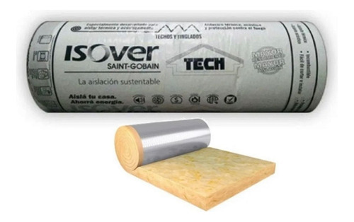 Rollo Lana De Vidrio Isover Plata C/ Foil Aluminio 50mm