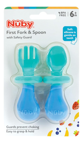Nuby First Juego De Tenedor Y Cuchara - Utensilios Con Prote