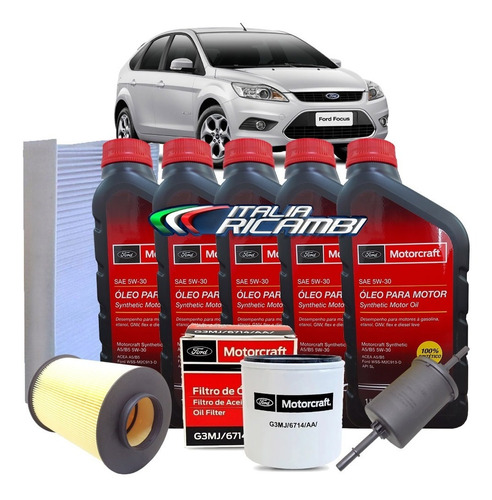 Kit Troca De Oleo 5w30 Ford Motorcraft Filtros E Cabine 10000 Km - Focus 2.0 16v Duratec 2009 2010 2011 2012 2013