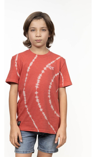 Polera Niño Manga Corta Rojo Tie Dye Talla 4 A 10 - Polemic