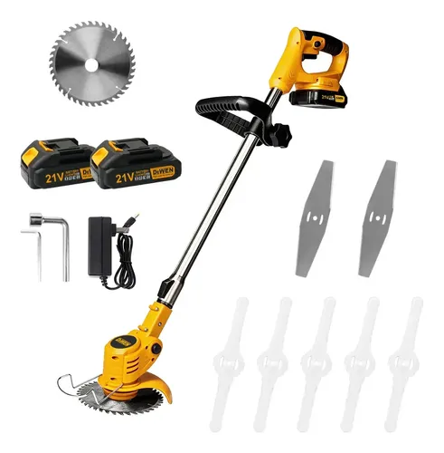 Roçadeira Aparador Grama 2 Bateria Recarregável 21v 9000 RPM Comp…