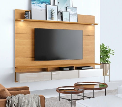 Mueble Tv Moderno Flotante Con Panel Lacado  Ref: Mural22