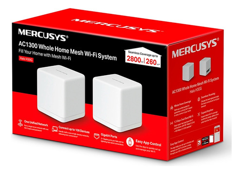 Sistema Wifi Mesh Gigabit H30g Pack 2 Ac1300 Mercusys 260mc