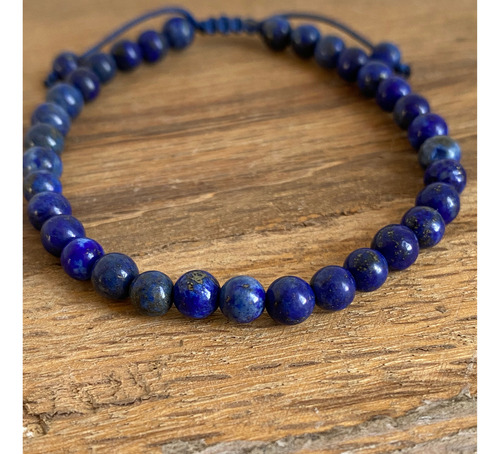 Pulsera Ajustable Lapislázuli Natural Amuleto Poder 5 Mm