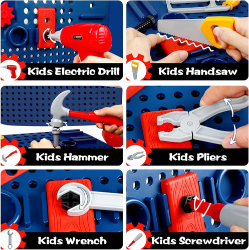 Juego De Banco De Herramientas Para Niños Con Taladro Eléctr