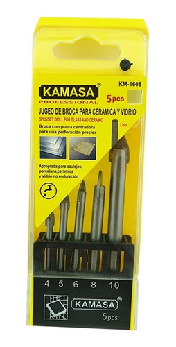 Juego Kit Set De Brocas Para Cerámica Y Vidrio 5 Pcs Liso Km