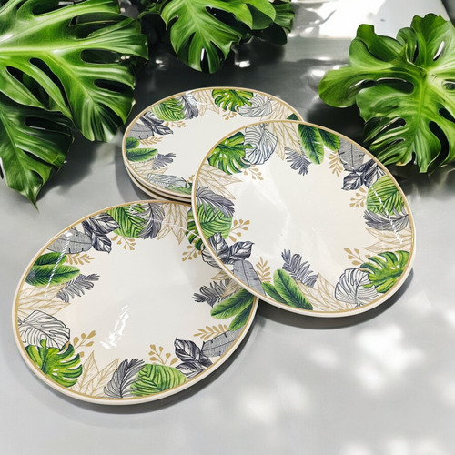 Plato Trinche Redondo Corona Mod. Natural De 26cm 6 Piezas