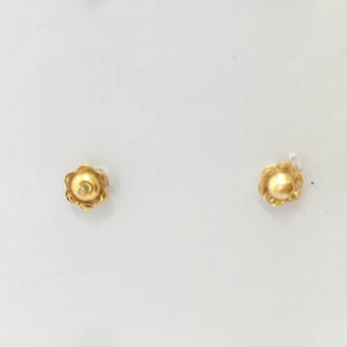 Imagen 4 de 4 de Aros Moños Oro 18k Con Cubics 1,2grs 0,9x0,5cm Brumat