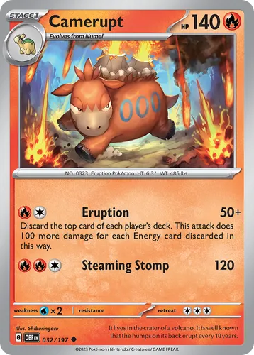 Camerupt 32/197 Pokemon Card Obsidian Flames