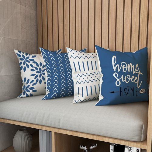 Juego De 4 Fundas De Almohada De Lino 45x45cm