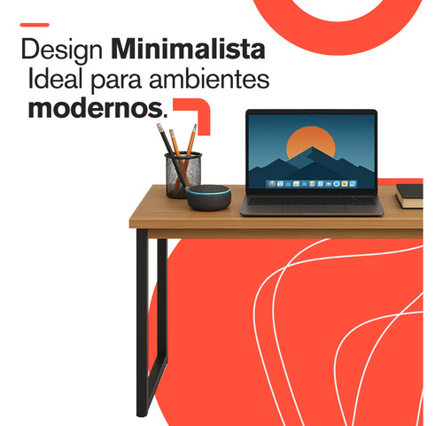 Mesa Escritório 90cm Mdf Aço Moderna E Funcional
