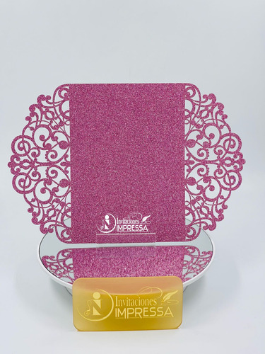 120 Sobres Glitter Invitación Corte Láser Suaje 13x18 Rosa Pálido