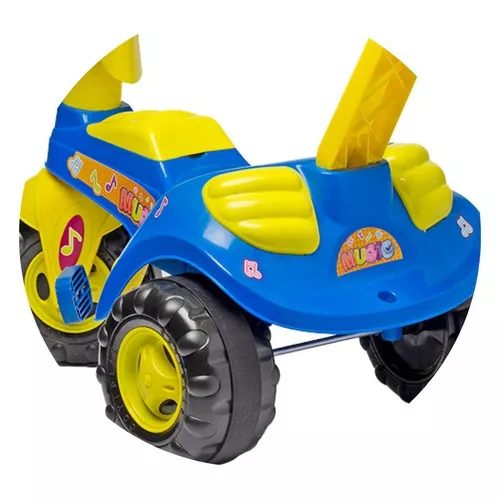 Kit Triciclo Velotrol Infantil Blue Music +Motoca Blue Music