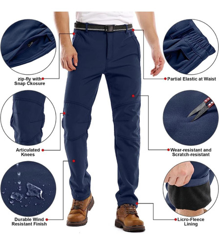 Pantalón Softshell Térmico Impermeable Hombre Con Micropolar
