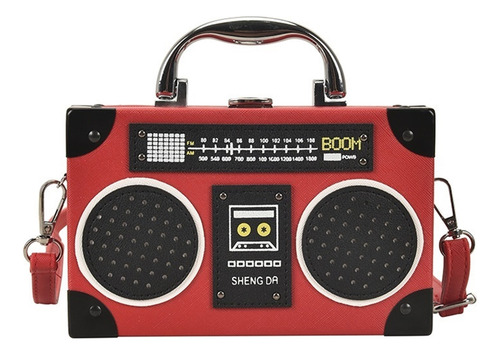 Bolso Cruzado Con Forma Radio Para Mujer, Con Cierre De Clip
