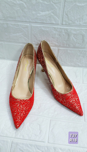 Tacones Elegantes Dama Rojos Puntiagudo Variedad 