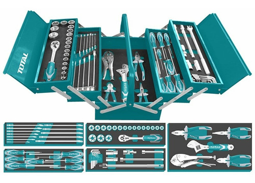 Caja De Herramientas Manuales Total Industrial De 59 Piezas