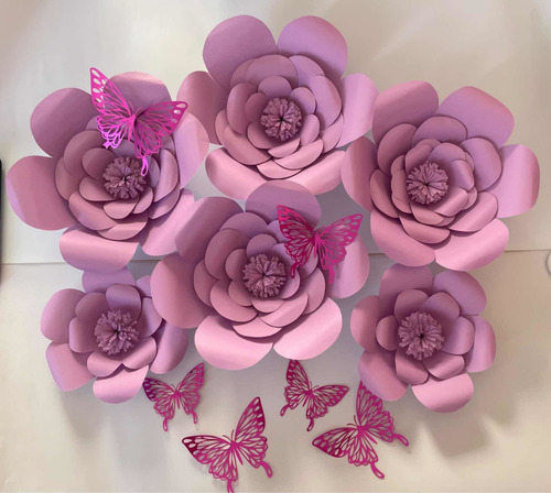 Imagen 7 de 10 de Flores Decorativas De Cartulina Set Sencillo
