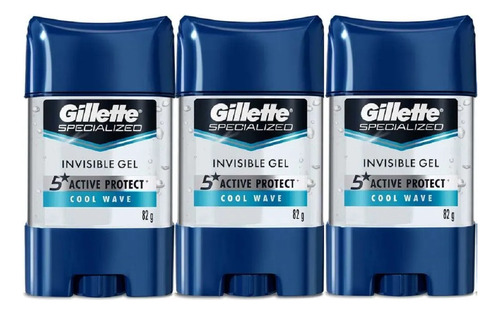 Antitranspirante Gel Gillette Clear Cool Wave 82g X3