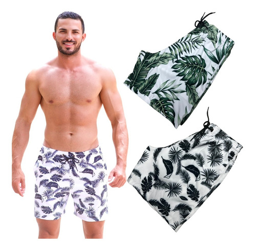 Kit 2 Short Bermuda Masculino Elastano Moda Praia 