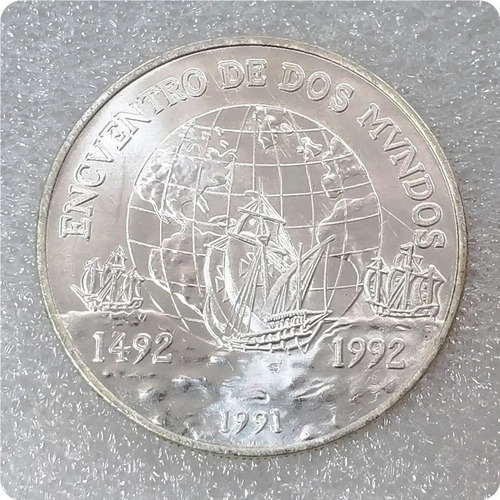 Imagen 3 de 7 de Moneda 10000 Pesos Chile 1991 Encuentro De Dos Mundos Repro