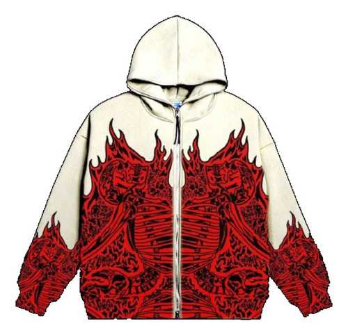 Fz Sudadera Gótica Con Estampado De Calaveras En Llamas