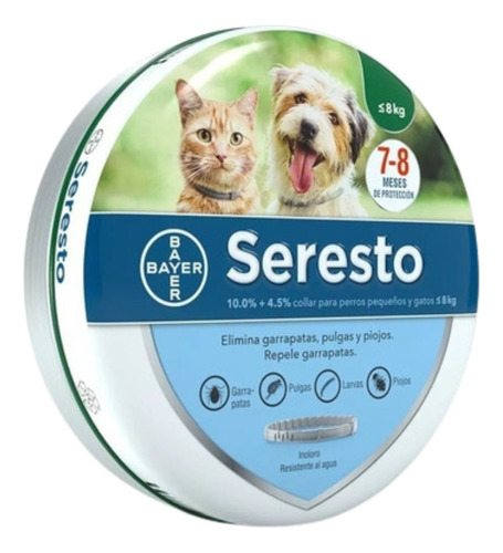 Seresto Collar Antipulgas Y Garrapatas / Perro Y Gatos 8kg