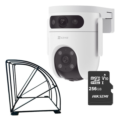 Cronos Kit Cámara Ezviz H9c-256-protec + Esctructura Metalica + Micro Sd 256gb Cámara Pt Doble Lente 10 Mp H9c Detección Humana Y Vehiculo Vision Nocturna A Color