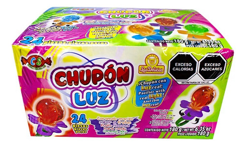 Caramelo Anillo Chupon Con Luz 24pz De 7.5g