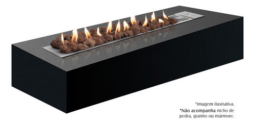 Lareira A Gás Império 120cm Inox 304 Com Chave Fogo E Art