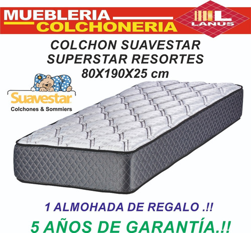 Imagen 5 de 6 de Suavestar Superstar - Blanco/Marrón - 1 plaza - 190 cm - 80 cm - 25 cm