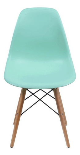 Silla de comedor BoxBit DKR Eames base madera, estructura color verde tiffany, 1 unidad