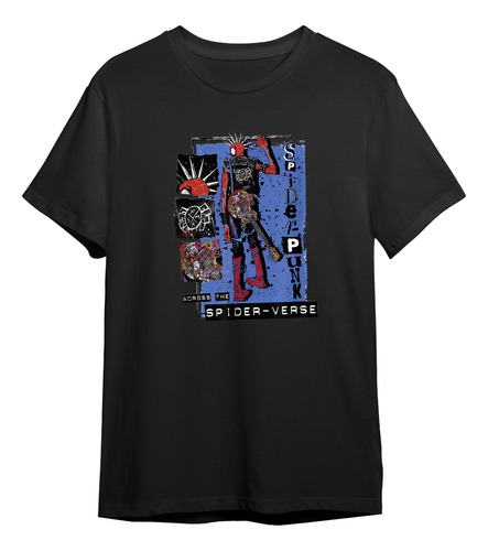 Camisetas Spiderman Across Spiderverse Pelicula Camisa Negra