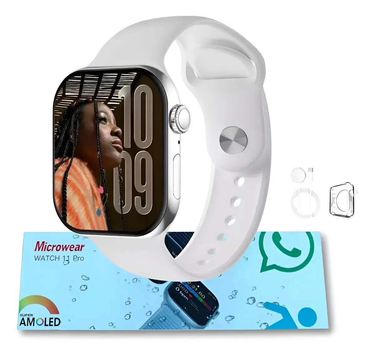 Relógio Smartwatch W11 Pro Series 11 Tela Amoled Whatsapp Gps Nfc ChatGPR - Cor Prata