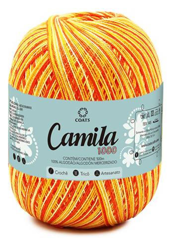 Linha Camila 1000 Mesclada 150g Tex 145 Crochê Várias Cores Cor 05298 - Laranja/amarelo