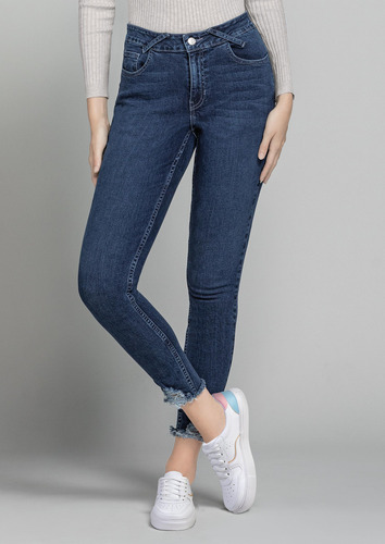 Jeans Casual Andrea Tiro Regular Entubado Para Dama Azul