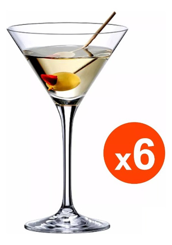 6 Copa Martini Premiere 215cc. Cristar Vidrio Cocktail Trago