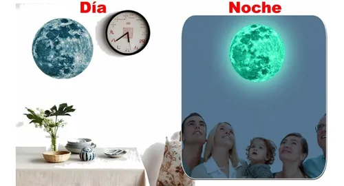 Luna Fosforescente Adhesiva 20cm + 50 Estrellas De Regalo!!