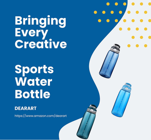 Dearart Botellas De Agua Cian Oscuro De 32 Oz Con Pajita Est