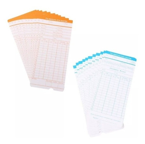 Set 100 Tarjetas Reloj Control Asistencia 80215 Factorynet