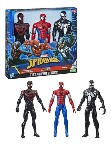 Set Trio De Spiderman Clasico Miles Morales Y Venom