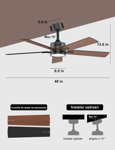 Ohniyou Smart Home Fan Light Con Control Remoto 122cm