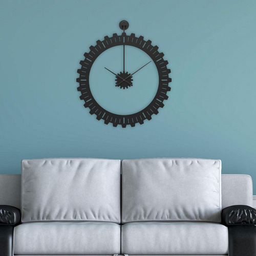 Reloj De Pared Con Forma De Engranaje Reloj Negro 50cmx59cm