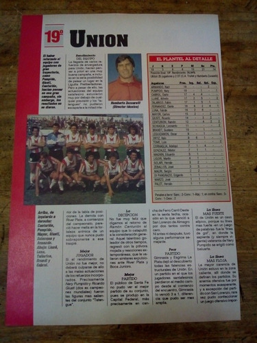 Recorte Unión De Santa Fe Apertura 1991