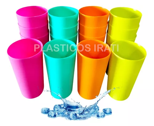 Pack 15 Vasos Plástico Duro Para Fiestas Acampadas 500 Ml